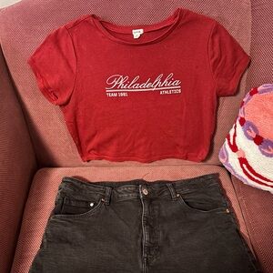 Red Philadelphia Athletics Crop Top
